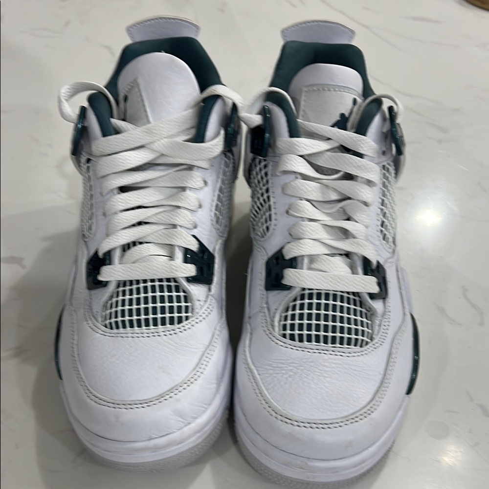 Men's White and Green Sneakers